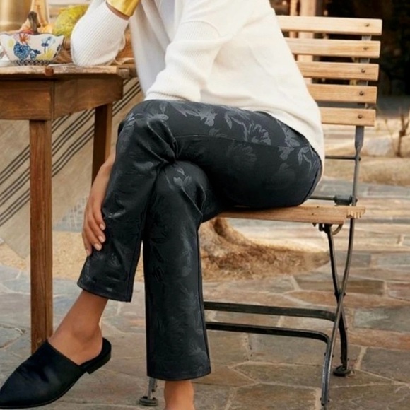 Soft Surroundings Ankle Length Black Metallic Floral Twilight Pant  SIZE SMALL - Picture 4 of 10